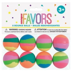 Pastel Striped Bounce Balls 8pk